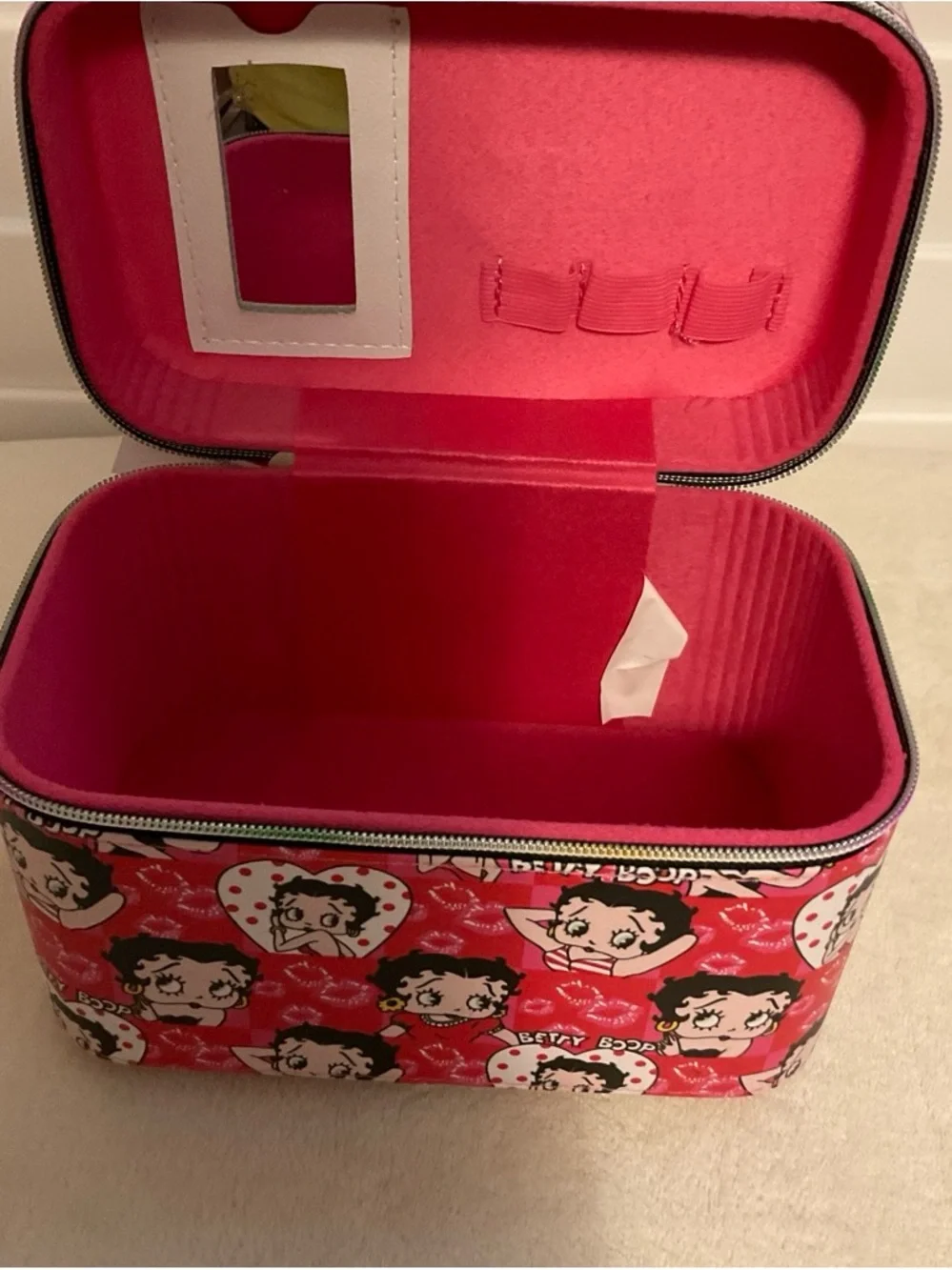 Betty Boop Pink and Black Patterned Cosmetic Case